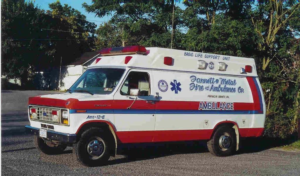 1987 Ford Stratus Van Ambulance 
In service from 1987 to 2001 as Ambulance 12-8
Traded in to PL Custom Emergency Vehicles
Manasquan, New Jersey
