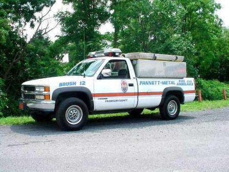 1995 Chevrolet 2500 Pickup as Brush 12
In service from 1999 to 2021
Brush 12 1999 to 2012
Utility 12 2012 to 2021
Bought from Thomas Mouse Auto Sales 
Chambersburg, Pennsylvania
Sold to an individual in Millerstown, Pennsylvania
